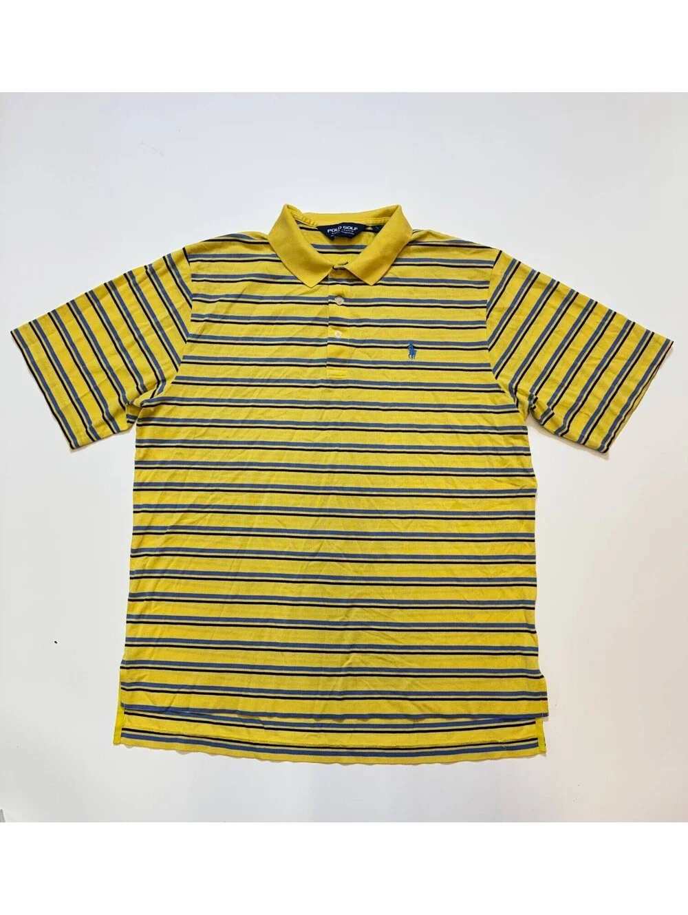 Lot of 2 Polo Ralph Lauren Polo Shirts Mens L Gray Yellow Striped Golf